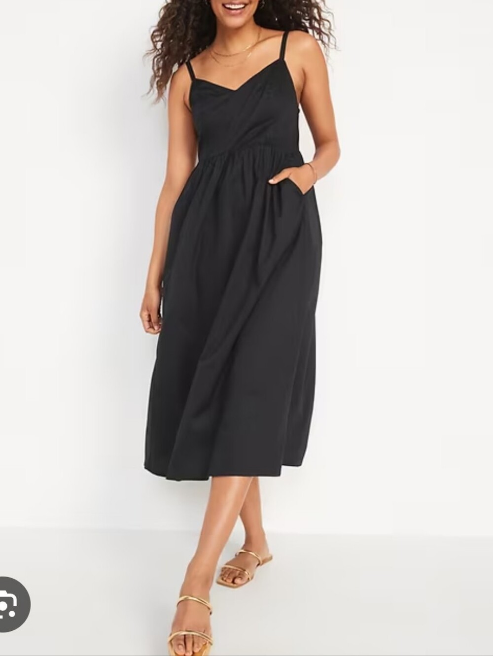 Old Navy Cotton-Poplin Cami Maxi Swing Dress Spaghetti Straps Casual Minimalist
